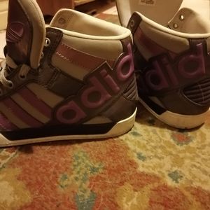 Purple adidas hightops